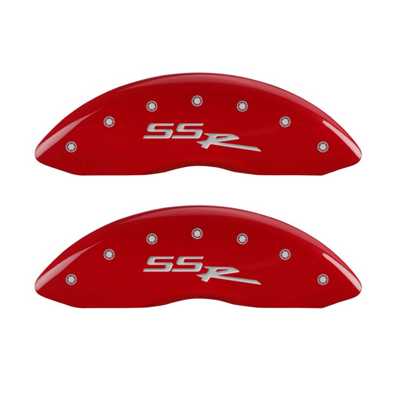MGP 4 Caliper Covers Engraved Front & Rear SSR Red finish silver ch - Brakes Rotors Pads