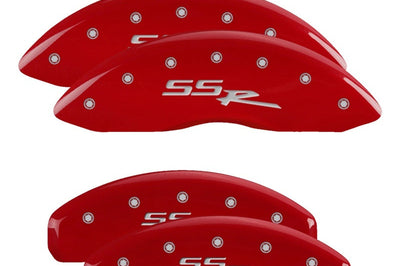 MGP 4 Caliper Covers Engraved Front & Rear SSR Red finish silver ch - Brakes Rotors Pads