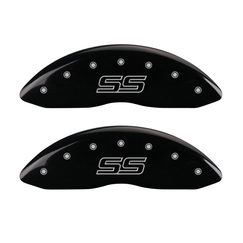 MGP 4 Caliper Covers Engraved Front & Rear Trailblazer style/SS Black finish silver ch - Brakes Rotors Pads