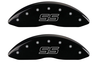 MGP 4 Caliper Covers Engraved Front & Rear Trailblazer style/SS Black finish silver ch - Brakes Rotors Pads