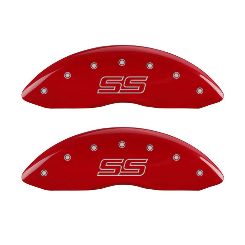 MGP 4 Caliper Covers Engraved Front & Rear Trailblazer style/SS Red finish silver ch - Brakes Rotors Pads