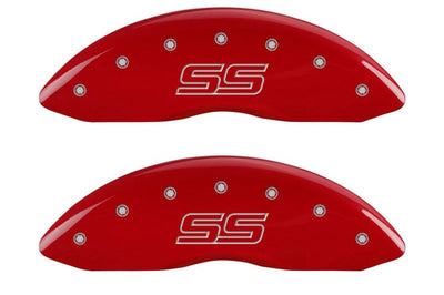 MGP 4 Caliper Covers Engraved Front & Rear Trailblazer style/SS Red finish silver ch - Brakes Rotors Pads