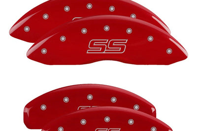 MGP 4 Caliper Covers Engraved Front & Rear Trailblazer style/SS Red finish silver ch - Brakes Rotors Pads