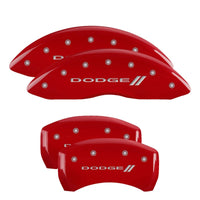 MGP 4 Caliper Covers Engraved Front & Rear With stripes/Dodge Red finish silver ch - Brakes Rotors Pads