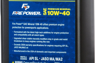 Fire Power Mineral 4-stroke Oil 10w-40 Qt 12/case - Watercraft Collection