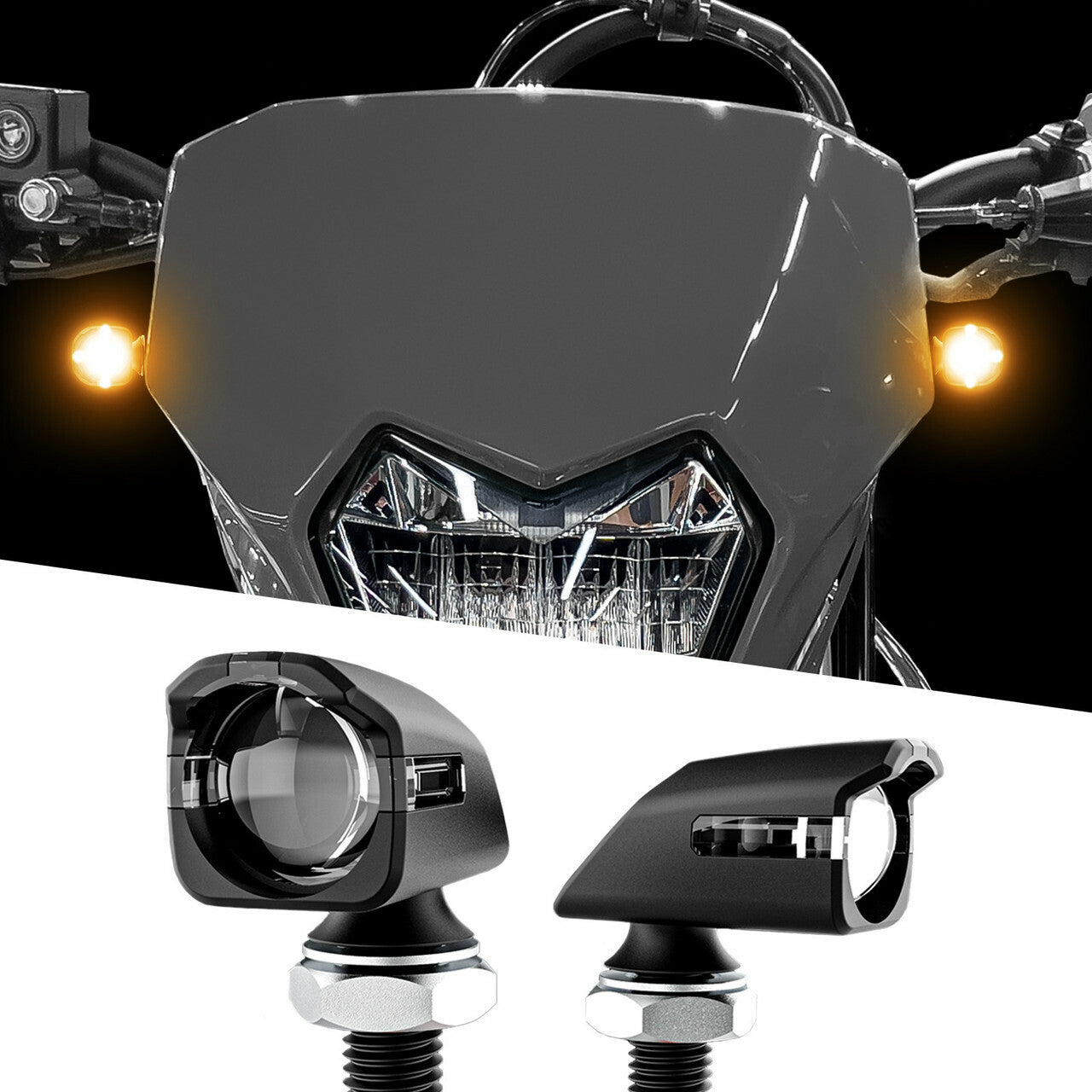 Xk Glow Mini Led Turn Signal Black Amber Pair