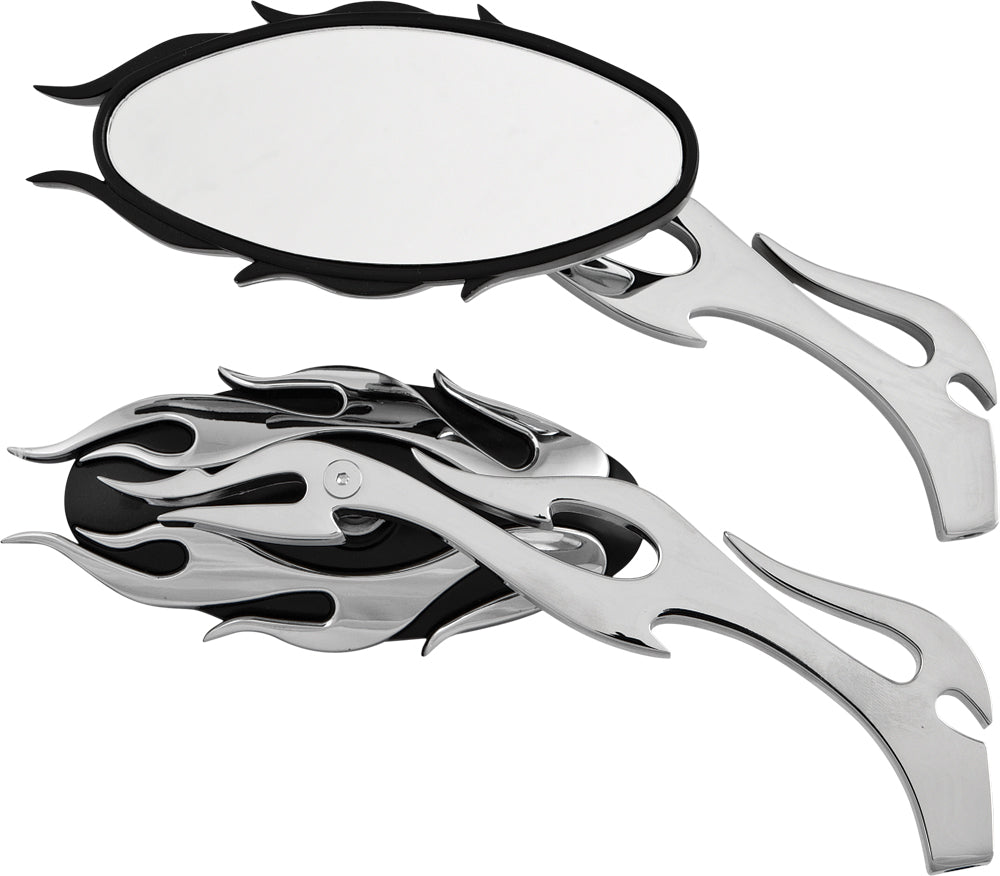 Harddrive Mirrors Flame W/flame Stem Black/chrome - Products