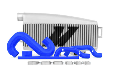 Mishimoto Subaru 02-07 WRX/04-07 STi Top-Mount Intercooler Kit - Powder Coated Silver & Blue Hoses - Forced Induction