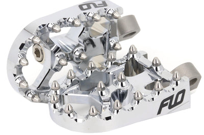 Flo Motorsports Moto Style Footpeg Set Chrome 2’’x3.125’’ - Harddrive Products