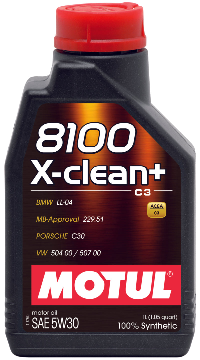 Motul 1L Synthetic Engine Oil 8100 5W30 X-CLEAN - LL04- MB 229.51- 504.00-507.00 - Oils & Filters