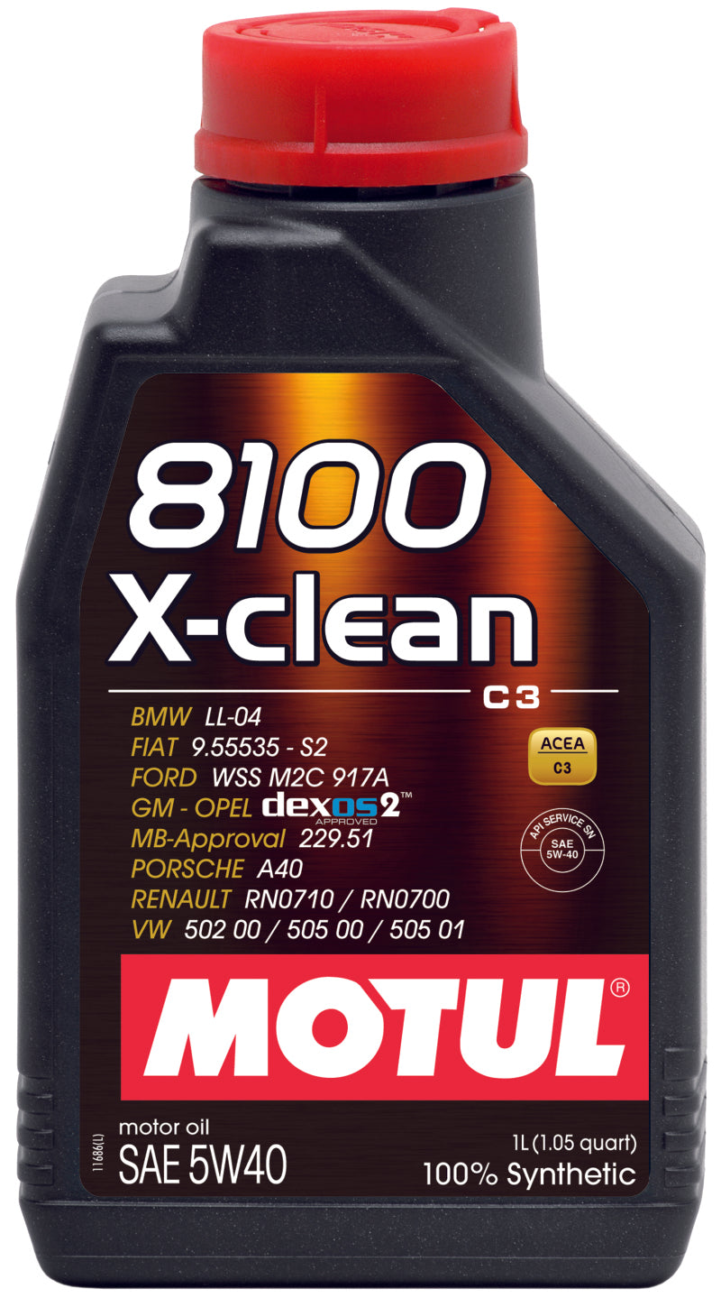 Motul 1L Synthetic Engine Oil 8100 5W40 X-CLEAN C3 -505 01-502 00-505 00-LL04 - Oils & Filters