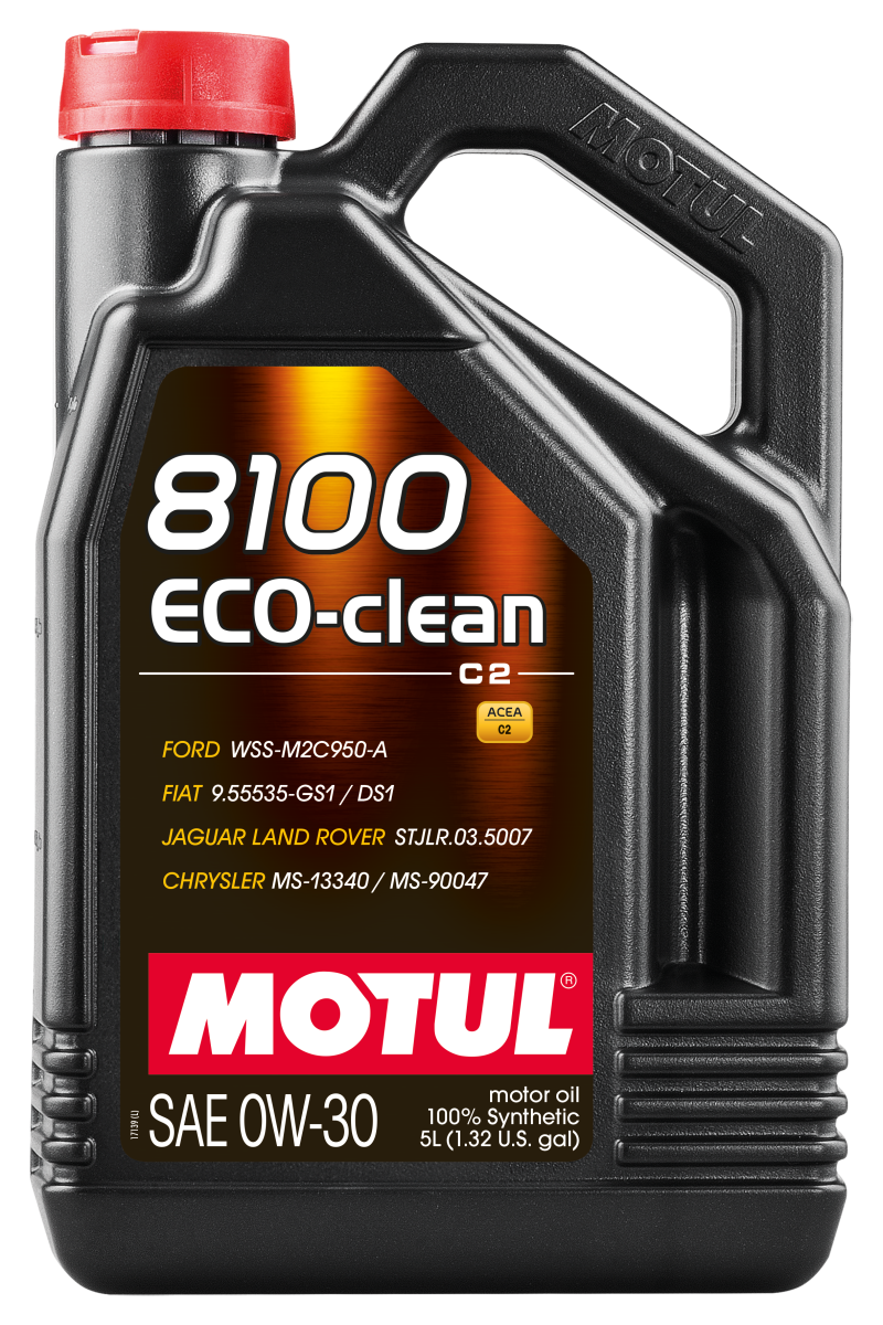 Motul 5L Synthetic Engine Oil 8100 0W30 4x5L ECO-CLEAN ACEA C2 API SM ST.JLR 03.5007 - Oils & Filters