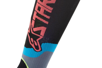 Alpinestars Mx Plus-2 Socks Black/green Neon/pink Fluo Lg - Black/Fluorescent Yellow/Coral / Small - Apparel Collection