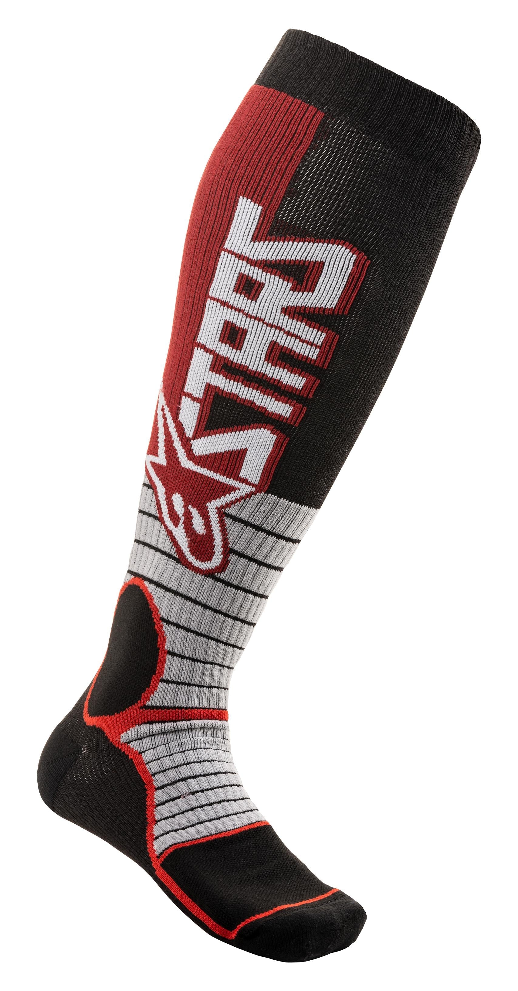 Alpinestars Mx Pro Socks Burnt Red/yellow Fluo/blue Lg - Burgundy/Black / Medium - Apparel Collection