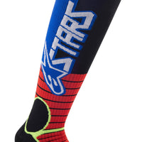 Alpinestars Mx Pro Socks Burnt Red/yellow Fluo/blue Lg - Burgundy/Black / Medium - Apparel Collection