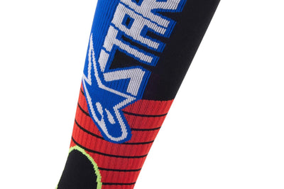 Alpinestars Mx Pro Socks Burnt Red/yellow Fluo/blue Lg - Red/Fluorescent Yellow/Blue / Large - Apparel Collection