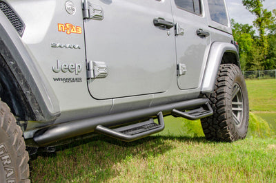 N-Fab Podium LG 2018 Jeep Wrangler JL 4DR SUV - Full Length - Tex. Black - 3in - Nerf Bars & Running Boards