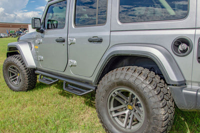 N-Fab Podium LG 2019 Jeep Wrangler JT 4DR Truck - Full Length - Tex. Black - 3in - Nerf Bars & Running Boards