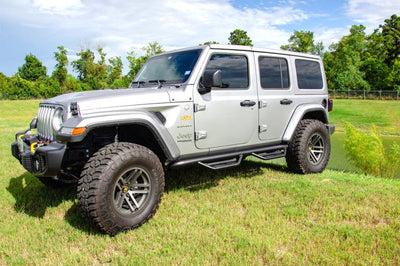 N-Fab Podium LG 2019 Jeep Wrangler JT 4DR Truck - Full Length - Tex. Black - 3in - Nerf Bars & Running Boards