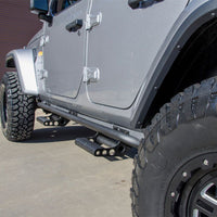 N-Fab RKR Rails 2018 Jeep Wrangler JL 4 Door Dab Length - Gloss Black - 1.75in - Body Armor & Protection