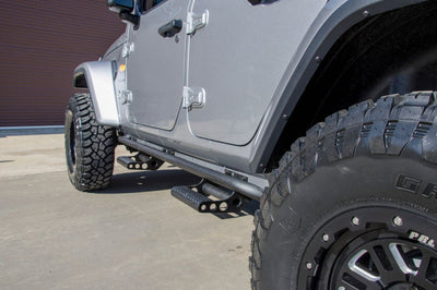 N-Fab RKR Rails 2018 Jeep Wrangler JL 4 Door Dab Length - Gloss Black - 1.75in - Body Armor & Protection