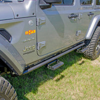 N-Fab RKR Rails 2018 Jeep Wrangler JL 4 Door Dab Length - Gloss Black - 1.75in - Body Armor & Protection