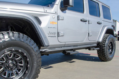 N-Fab RKR Rails 2018 Jeep Wrangler JL 4 Door Dab Length - Gloss Black - 1.75in - Body Armor & Protection