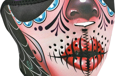 Zan Neoprene Half Mask Sugar Skull/purple Reversible - Harddrive Products