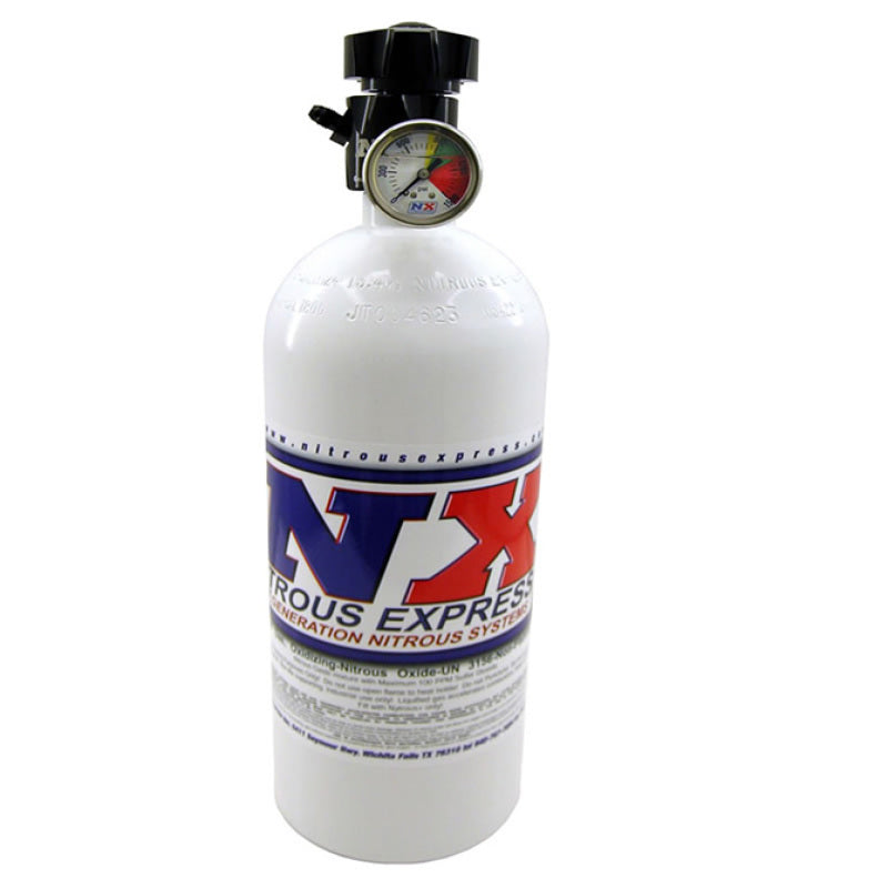 Nitrous Express 10lb Bottle w/Lightning 500 Valve (6.89 Dia x 20.19 Tall) w/Gauge - Forced Induction