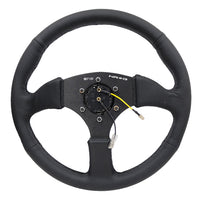NRG Reinforced Steering Wheel (350mm / 2.5in. Deep) Blk Leather Comfort Grip w/5mm Matte Spokes - Interior Accessories