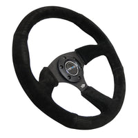 NRG Reinforced Steering Wheel (350mm / 2.5in. Deep) Blk Suede Comfort Grip w/5mm Matte Spokes - Interior Accessories