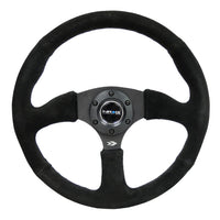 NRG Reinforced Steering Wheel (350mm / 2.5in. Deep) Blk Suede Comfort Grip w/5mm Matte Spokes - Interior Accessories