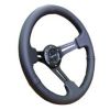 NRG Reinforced Steering Wheel (350mm / 3in. Deep) Black Leather w/ Stitching - Interior Accessories