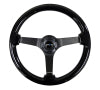 NRG Reinforced Steering Wheel (350mm / 3in. Deep) Black w/Black Chrome Solid 3-Spoke Center - Interior Accessories
