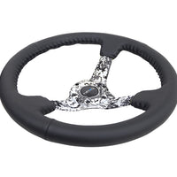 NRG Reinforced Steering Wheel (350mm / 3in. Deep) Blk Leather w/Hydrodipped Digi-Camo Spokes - Interior Accessories