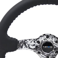 NRG Reinforced Steering Wheel (350mm / 3in. Deep) Blk Leather w/Hydrodipped Digi-Camo Spokes - Interior Accessories