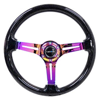 NRG Reinforced Steering Wheel (350mm / 3in. Deep) Blk Multi Color Flake w/ Neochrome Center Mark - Interior Accessories