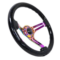 NRG Reinforced Steering Wheel (350mm / 3in. Deep) Blk Multi Color Flake w/ Neochrome Center Mark - Interior Accessories