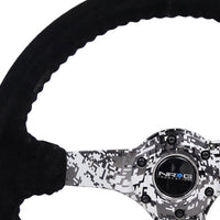 NRG Reinforced Steering Wheel (350mm / 3in. Deep) Blk Suede w/Hydrodipped Digi-Camo Spokes - Interior Accessories