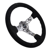 NRG Reinforced Steering Wheel (350mm / 3in. Deep) Blk Suede w/Hydrodipped Digi-Camo Spokes - Interior Accessories