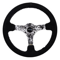 NRG Reinforced Steering Wheel (350mm / 3in. Deep) Blk Suede w/Hydrodipped Digi-Camo Spokes - Interior Accessories