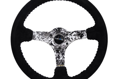 NRG Reinforced Steering Wheel (350mm / 3in. Deep) Blk Suede w/Hydrodipped Digi-Camo Spokes - Interior Accessories