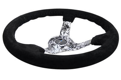 NRG Reinforced Steering Wheel (350mm / 3in. Deep) Blk Suede w/Hydrodipped Digi-Camo Spokes - Interior Accessories