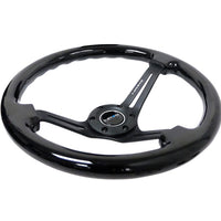 NRG Reinforced Steering Wheel (350mm / 3in. Deep) Blk Wood w/Blk Matte Spoke/Black Center Mark - Interior Accessories