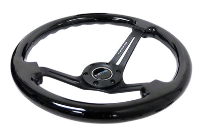 NRG Reinforced Steering Wheel (350mm / 3in. Deep) Blk Wood w/Blk Matte Spoke/Black Center Mark - Interior Accessories