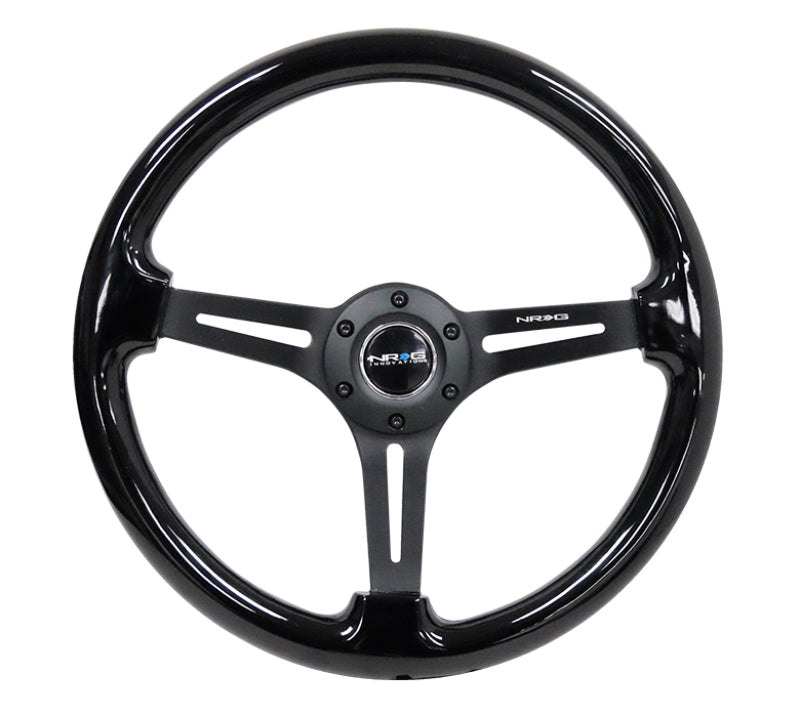 NRG Reinforced Steering Wheel (350mm / 3in. Deep) Blk Wood w/Blk Matte Spoke/Black Center Mark - Interior Accessories