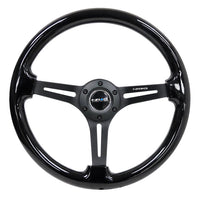 NRG Reinforced Steering Wheel (350mm / 3in. Deep) Blk Wood w/Blk Matte Spoke/Black Center Mark - Interior Accessories