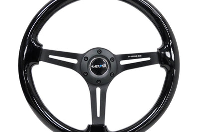 NRG Reinforced Steering Wheel (350mm / 3in. Deep) Blk Wood w/Blk Matte Spoke/Black Center Mark - Interior Accessories