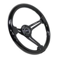 NRG Reinforced Steering Wheel (350mm / 3in. Deep) Blk Wood w/Blk Matte Spoke/Black Center Mark - Interior Accessories