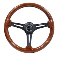 NRG Reinforced Steering Wheel (350mm / 3in. Deep) Brown Wood w/Blk Matte Spoke/Black Center Mark - Interior Accessories